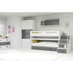 Trojlôžková poschodová posteľ Max1 200x80cm bielo sivá